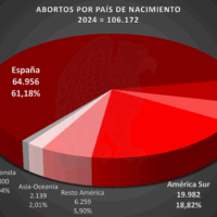 Abortos España 2024 por país de origen de la madre